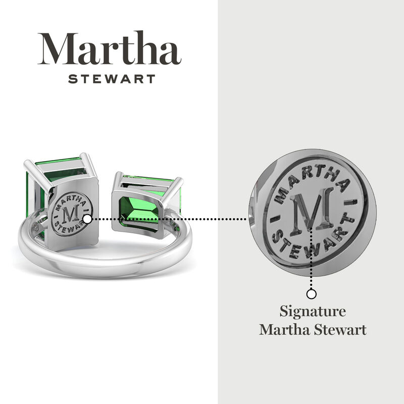 Martha Stewart 4 1/2ctw. Emerald Two Stone Ring In Sterling Silver image number null